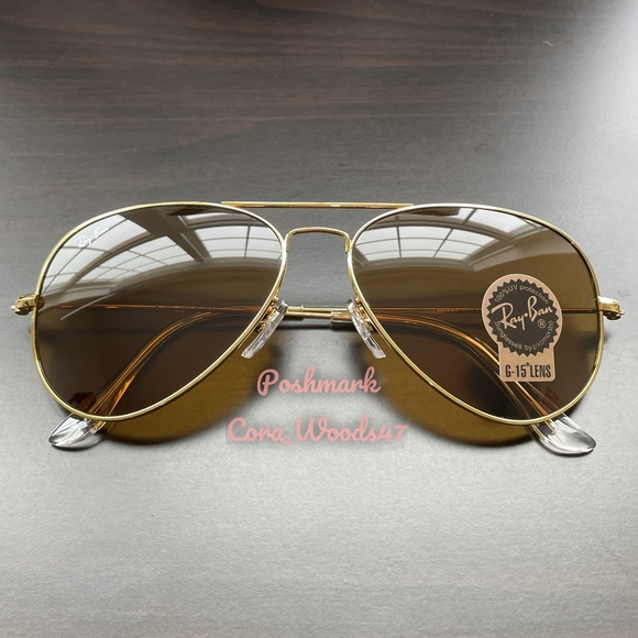 RayBan Aviator Brown Lenses RB3025 Gold Frame 58 / 62 Unisex New - Picture 10 of 16